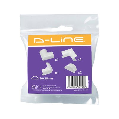 D-Line Maxi Trunking Accessory Pack for 50 x 25mm White