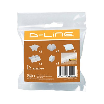 D-Line 1/4 Trunking Accessory Pack For 22 x 22mm White