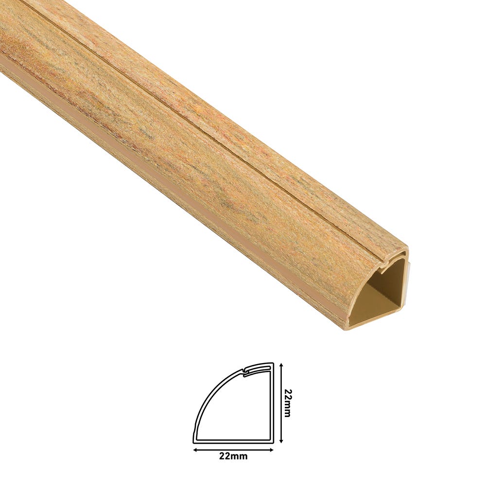 D-Line Trunking 22 x 22mm 1/4 Round Self Adhesive 2m Stainable Wood