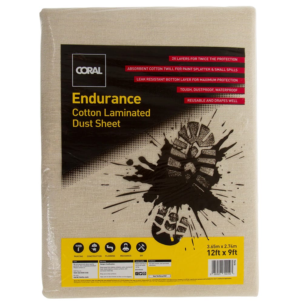 Coral Endurance Cotton Laminated Dust Sheet 3.65m x 2.74m