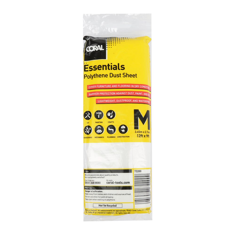 Coral Essential Poly Dust Sheet 3.65m x 2.74m Pack of 3