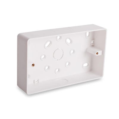 Univolt 2 Gang 44mm Surface Pattress Moulded Box White