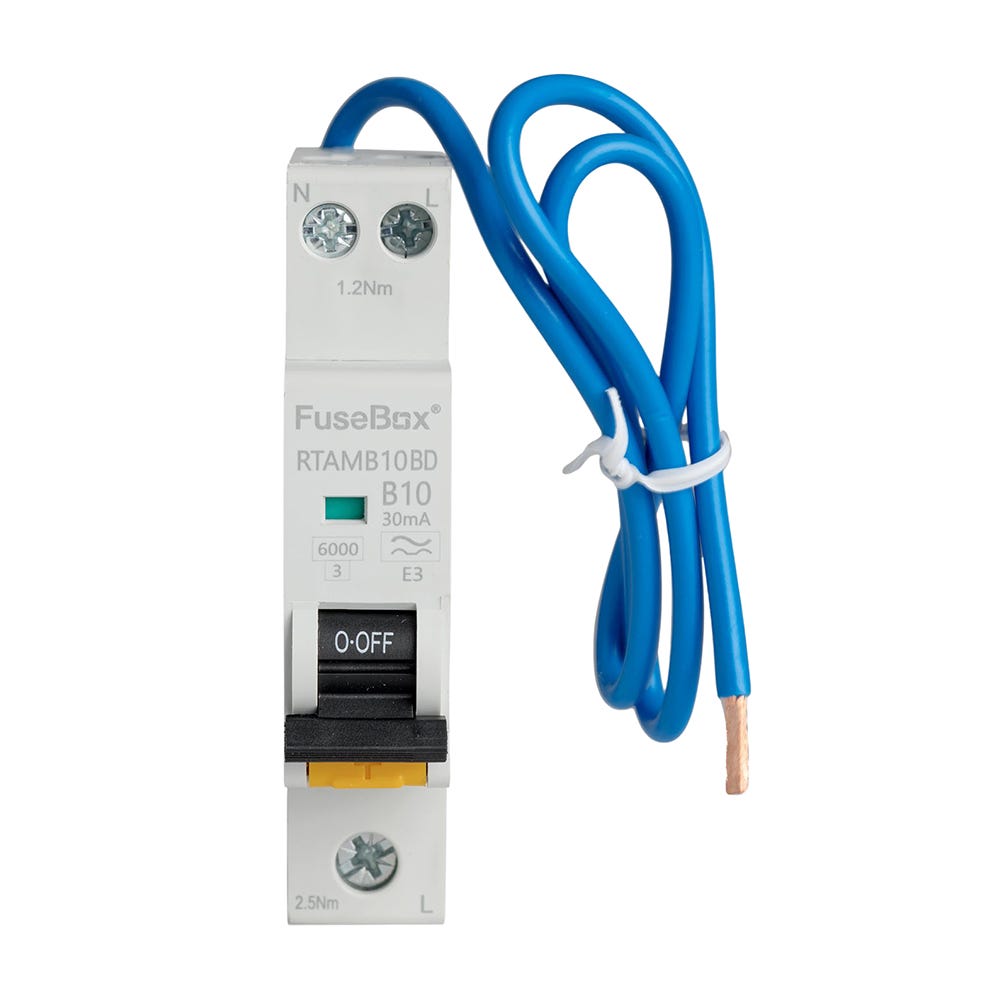 FuseBox Mini Bi-Directional RCBO Single Pole 10A Type A RTAMB10BD