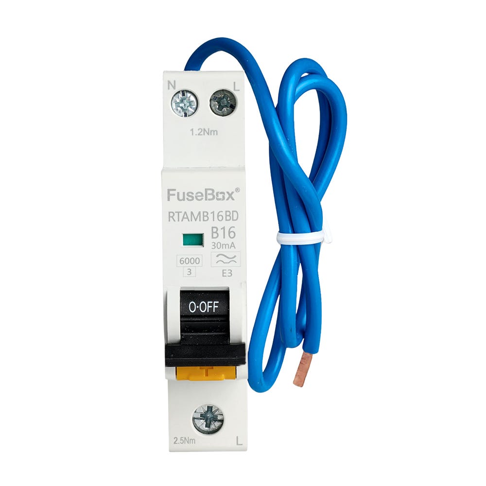 FuseBox Mini Bi-Directional RCBO Single Pole 16A Type A RTAMB16BD