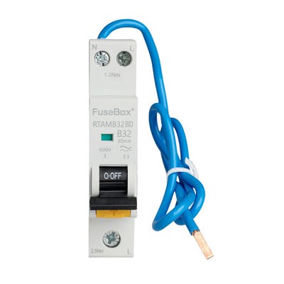 FuseBox Mini Bi-Directional RCBO Single Pole 32A Type A RTAMB32BD