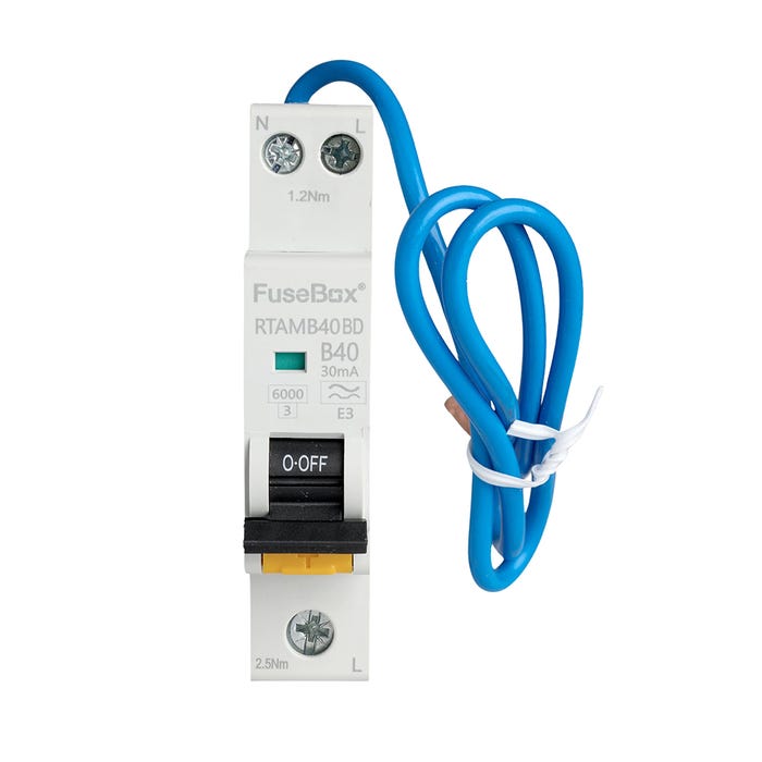 FuseBox Mini Bi-Directional RCBO Single Pole 40A Type A RTAMB40BD