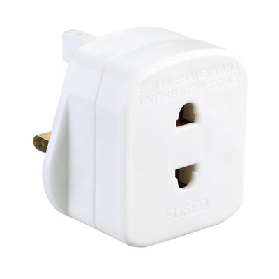Masterplug Fused Shaver Adaptor Plug White SHADC