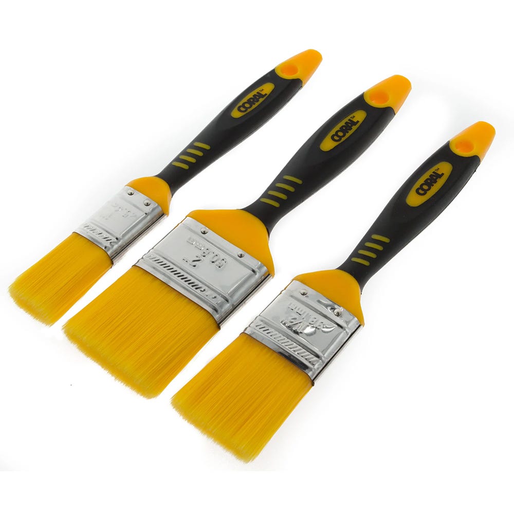 Coral Zero-Loss Paint Brush Set with No Bristle Loss Pack of 3