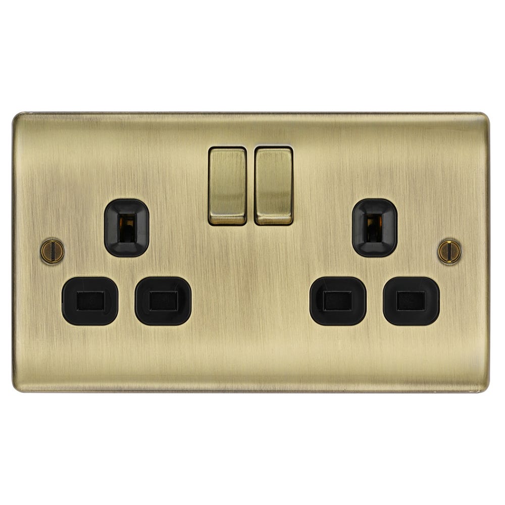 BG 13A 2 Gang DP Switched Socket Antique Brass NAB22B