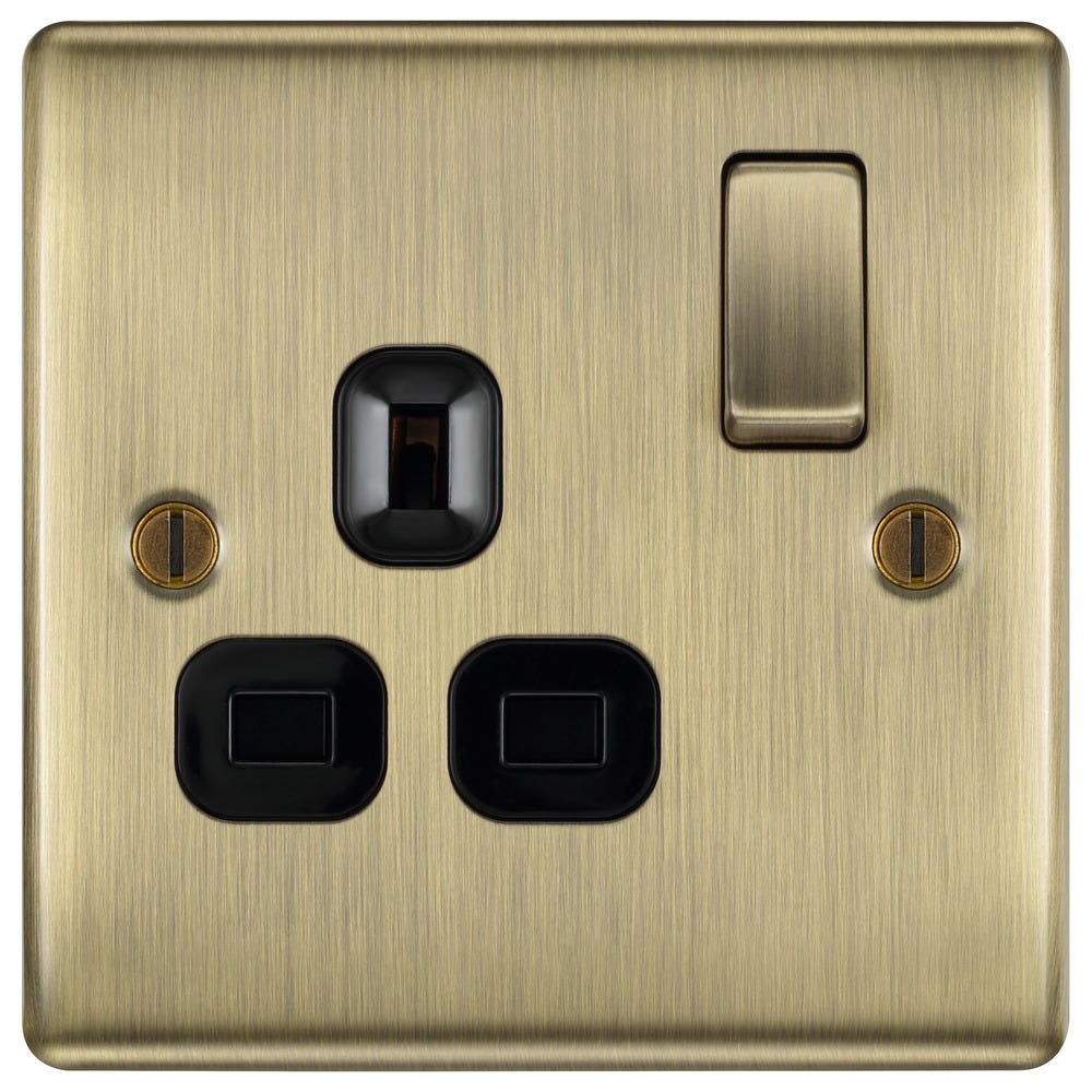 BG 13A 1 Gang DP Switched Socket Antique Brass NAB21B