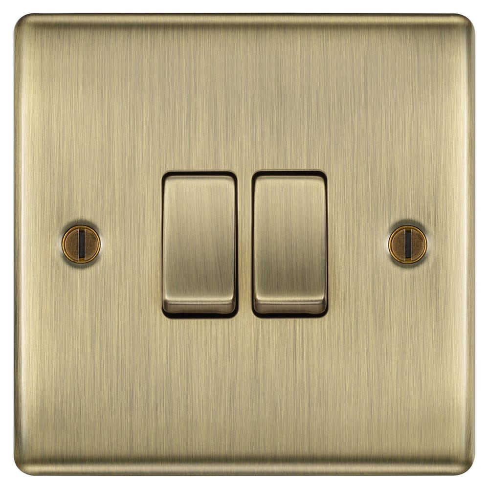 BG 20A 16AX 2 Gang 2 Way Light Switch Antique Brass NAB42-01