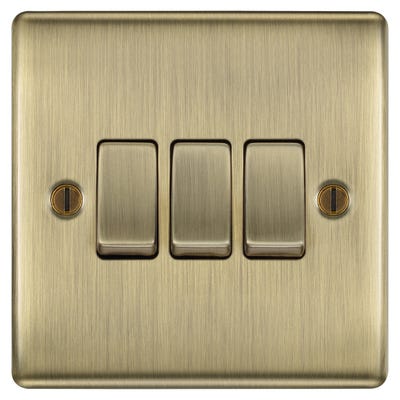 BG 20A 16AX 3 Gang 2 Way Light Switch Antique Brass NAB43-01
