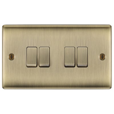BG 20A 16AX 4 Gang 2 Way Light Switch Antique Brass NAB44-01