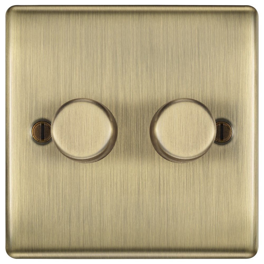 BG 200W 2 Gang 2 Way Dimmer Light Switch Push Antique Brass NAB82-01
