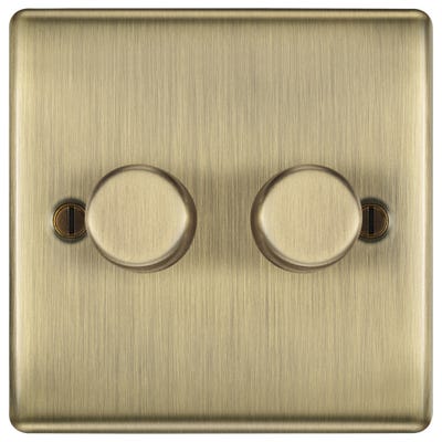 BG 200W 2 Gang 2 Way Dimmer Light Switch Push Antique Brass NAB82-01