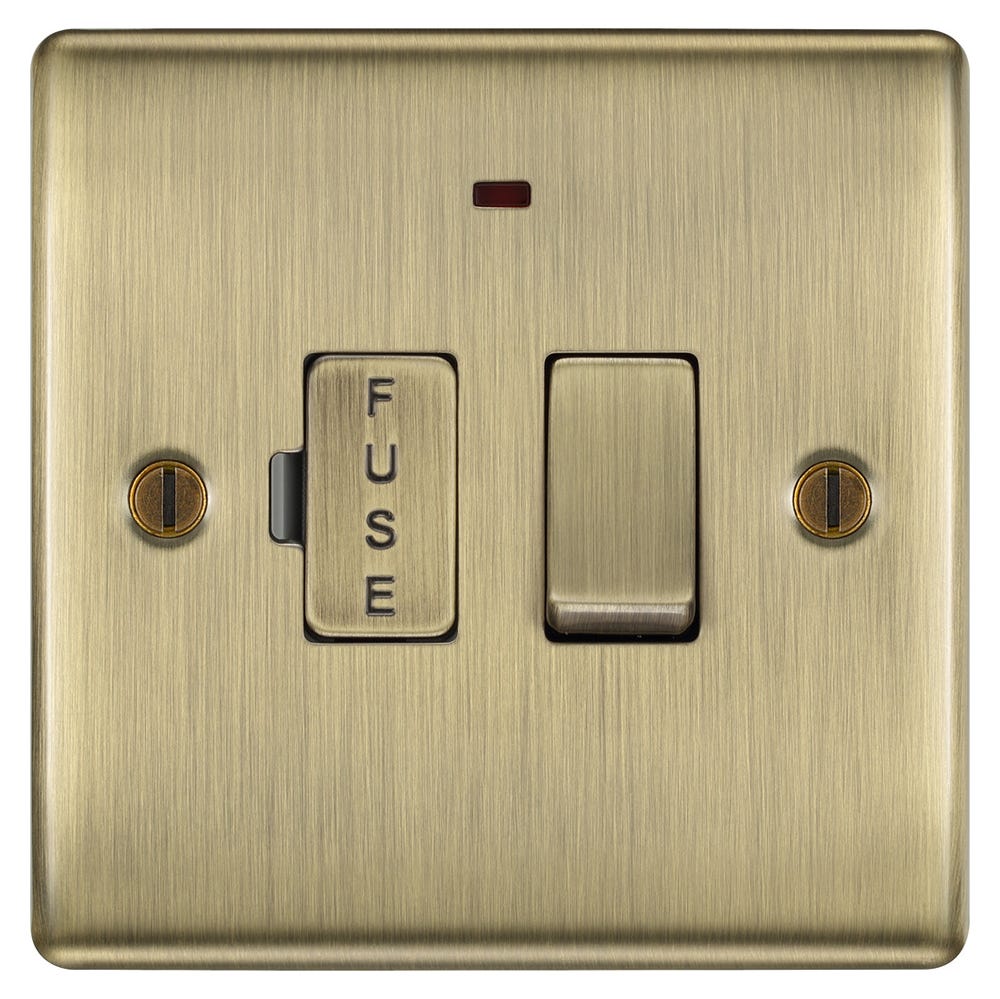 BG 13A Switched Fused Connection Unit with Neon Antique Brass NAB52-01