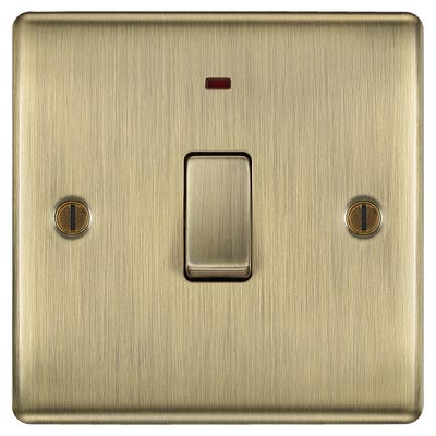 BG 20A Double Pole Switch with Neon Antique Brass NAB31-01