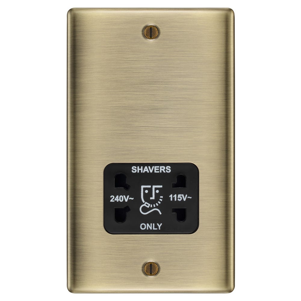 BG 115/230V Dual Voltage Shaver Socket Antique Brass NAB20B-01