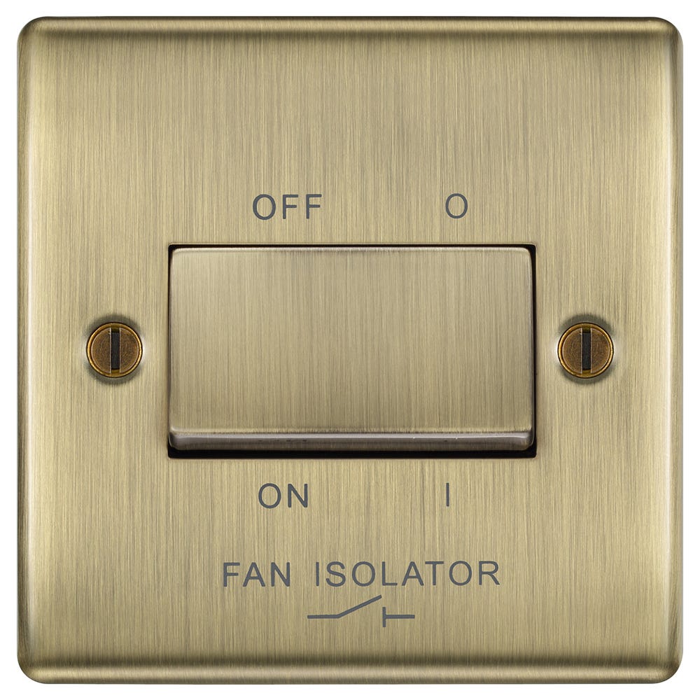 BG 10A 10AX 3 Pole Fan Isolator Switch Antique Brass NAB15-01