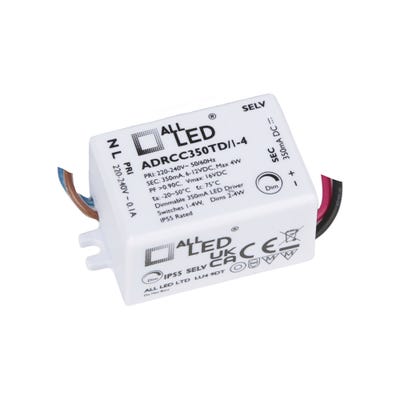 All LED 1-4W Dimmable IP20 350mA Constant Current LED Driver