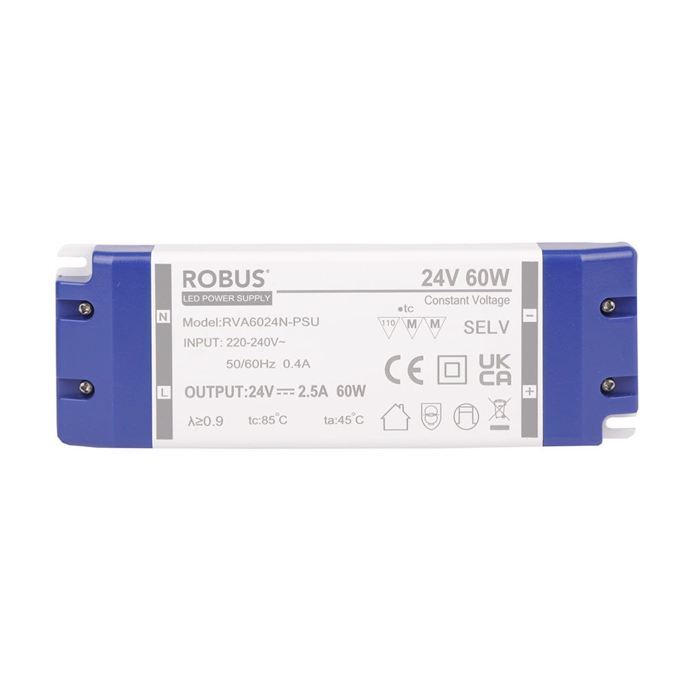 ROBUS VEGAS 60W 24V IP20 Constant Voltage LED Driver Non-Dimmable