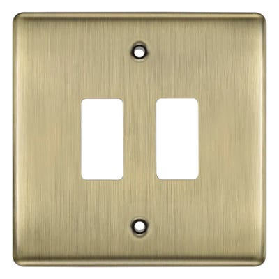 BG Grid 2 Gang Modular Front Plate Antique Brass RNAB2