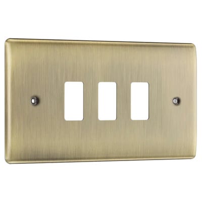 BG Grid 3 Gang Modular Front Plate Antique Brass RNAB3