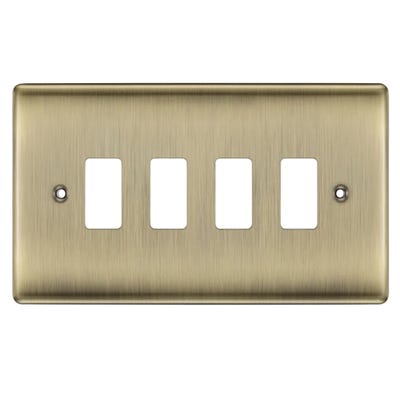BG Grid 4 Gang Modular Front Plate Antique Brass RNAB4