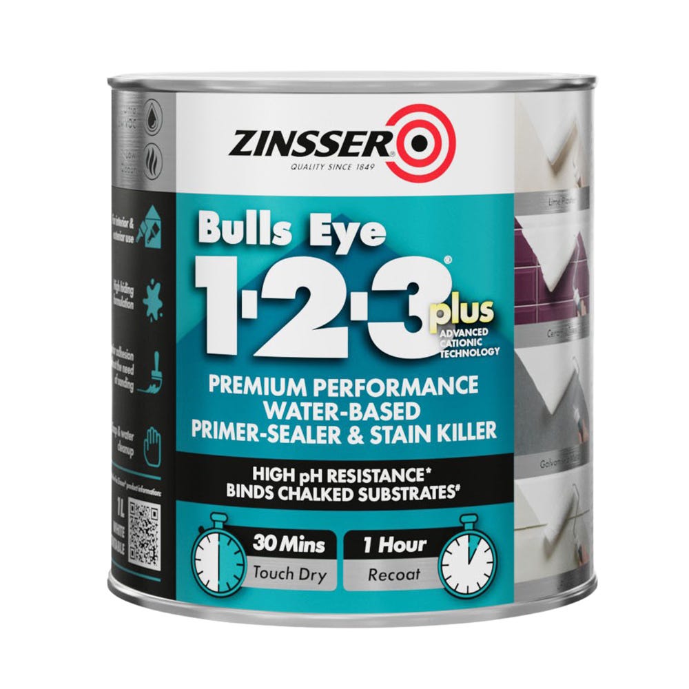 Zinsser Bullseye 1-2-3 Plus Primer & Sealer White 1L