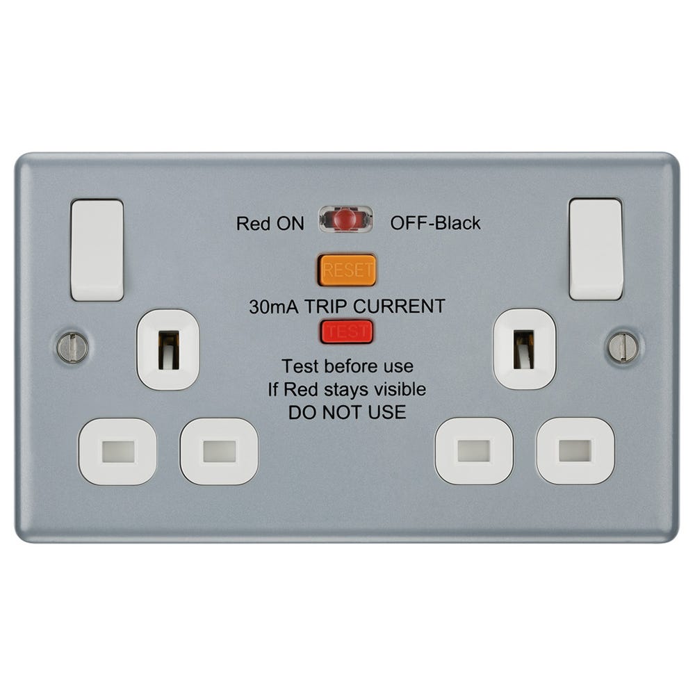 BG 13A 2 Gang Type A RCD Switched Socket Metal Clad MC522ARCD