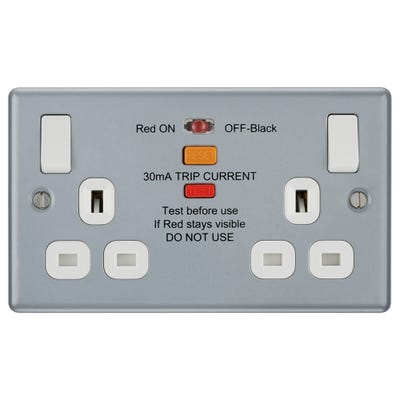 BG 13A 2 Gang Type A RCD Switched Socket Metal Clad MC522ARCD