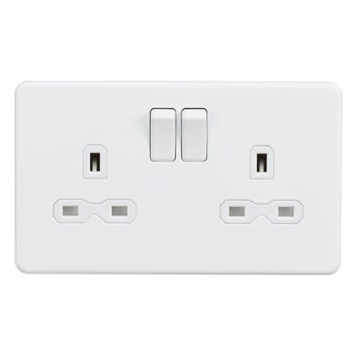 Knightsbridge Screwless 13A 2 Gang DP Switched Socket Matt White SFR9000MW