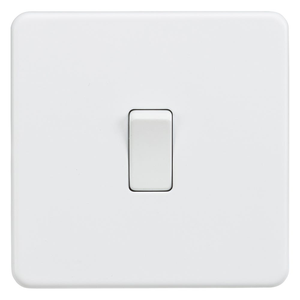 Knightsbridge Screwless 10AX 1 Gang 2 Way Light Switch Matt White SF2000MW