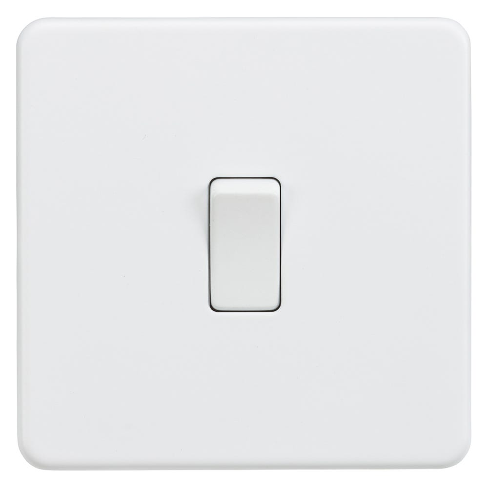 Knightsbridge Screwless 10AX 1 Gang Intermediate Light Switch Matt White SF1200MW