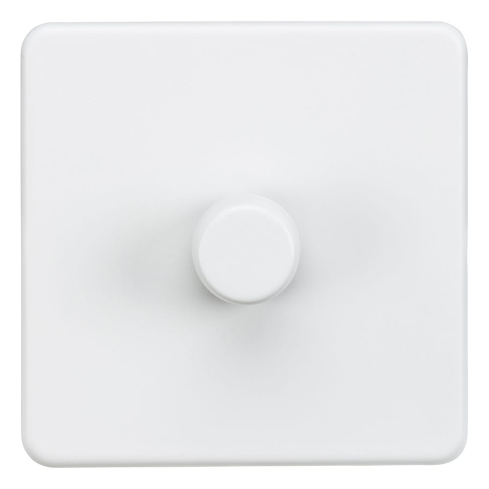 Knightsbridge Screwless 200W 1 Gang 2 Way Intelligent Dimmer Matt White SF2191MW