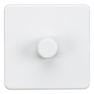 Knightsbridge Screwless 200W 1 Gang 2 Way Intelligent Dimmer Matt White SF2191MW