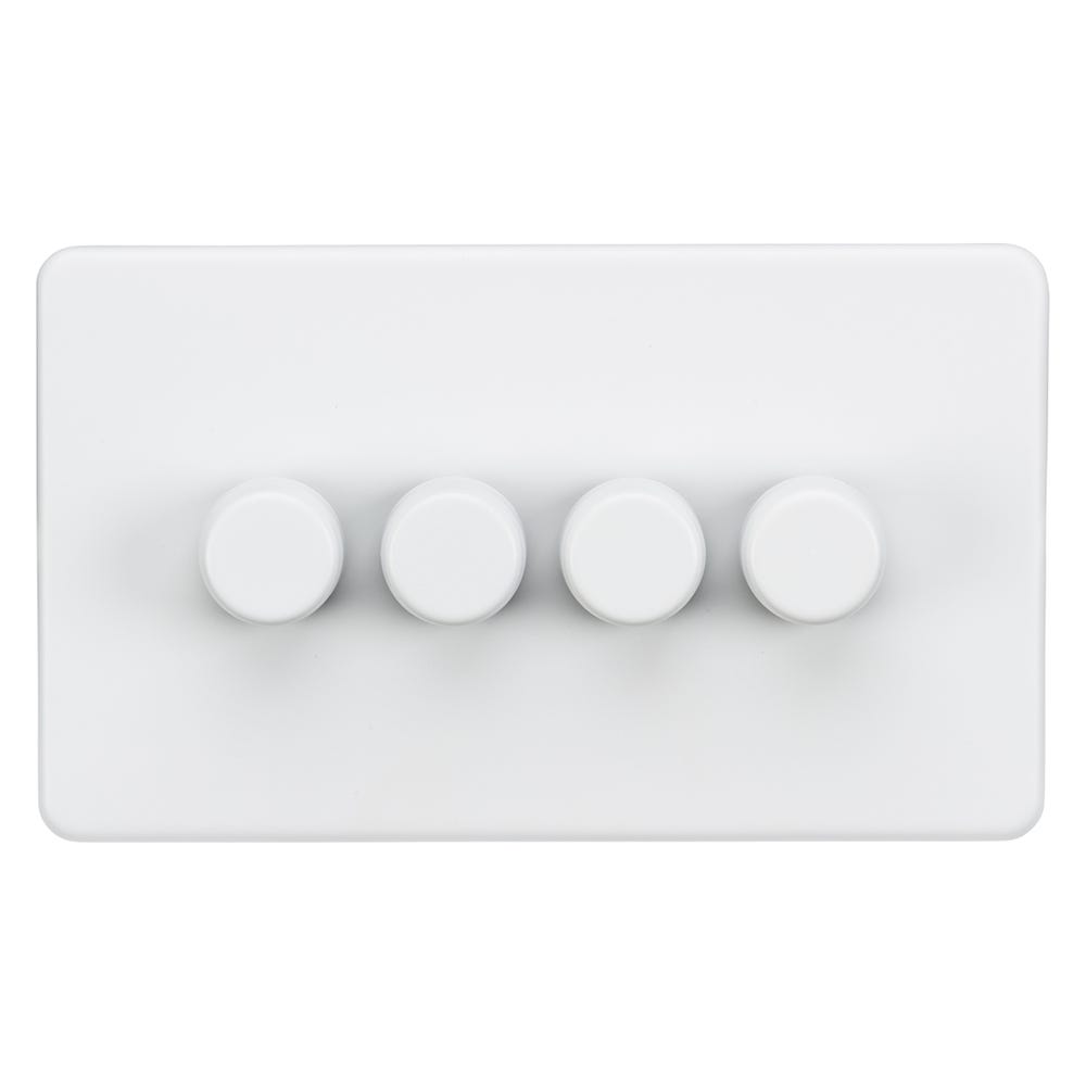 Knightsbridge Screwless 200W 4 Gang 2 Way Intelligent Dimmer Matt White SF2194MW