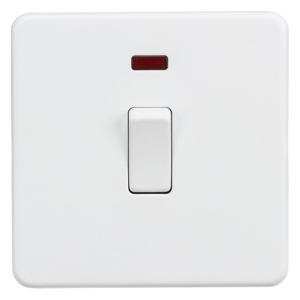 Knightsbridge Screwless 20A DP Switch with Neon Matt White SF8341NMW