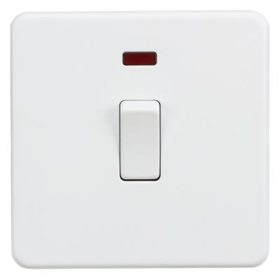 Knightsbridge Screwless 20A DP Switch with Neon Matt White SF8341NMW