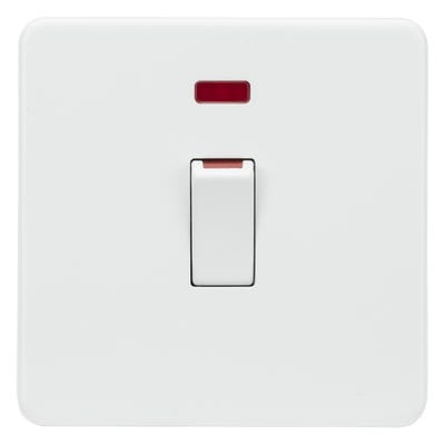 Knightsbridge Screwless 45A DP Neon Switch Matt White SF81MNMW