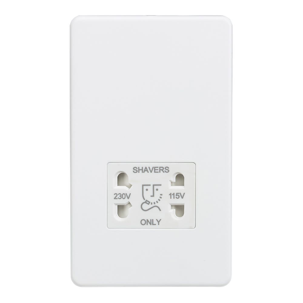 Knightsbridge Screwless 115/230V Dual Voltage Shaver Socket Matt White SF8900MW