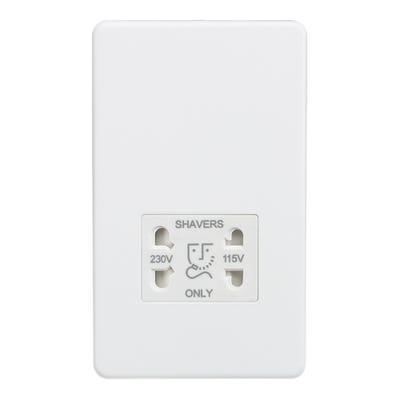 Knightsbridge Screwless 115/230V Dual Voltage Shaver Socket Matt White SF8900MW