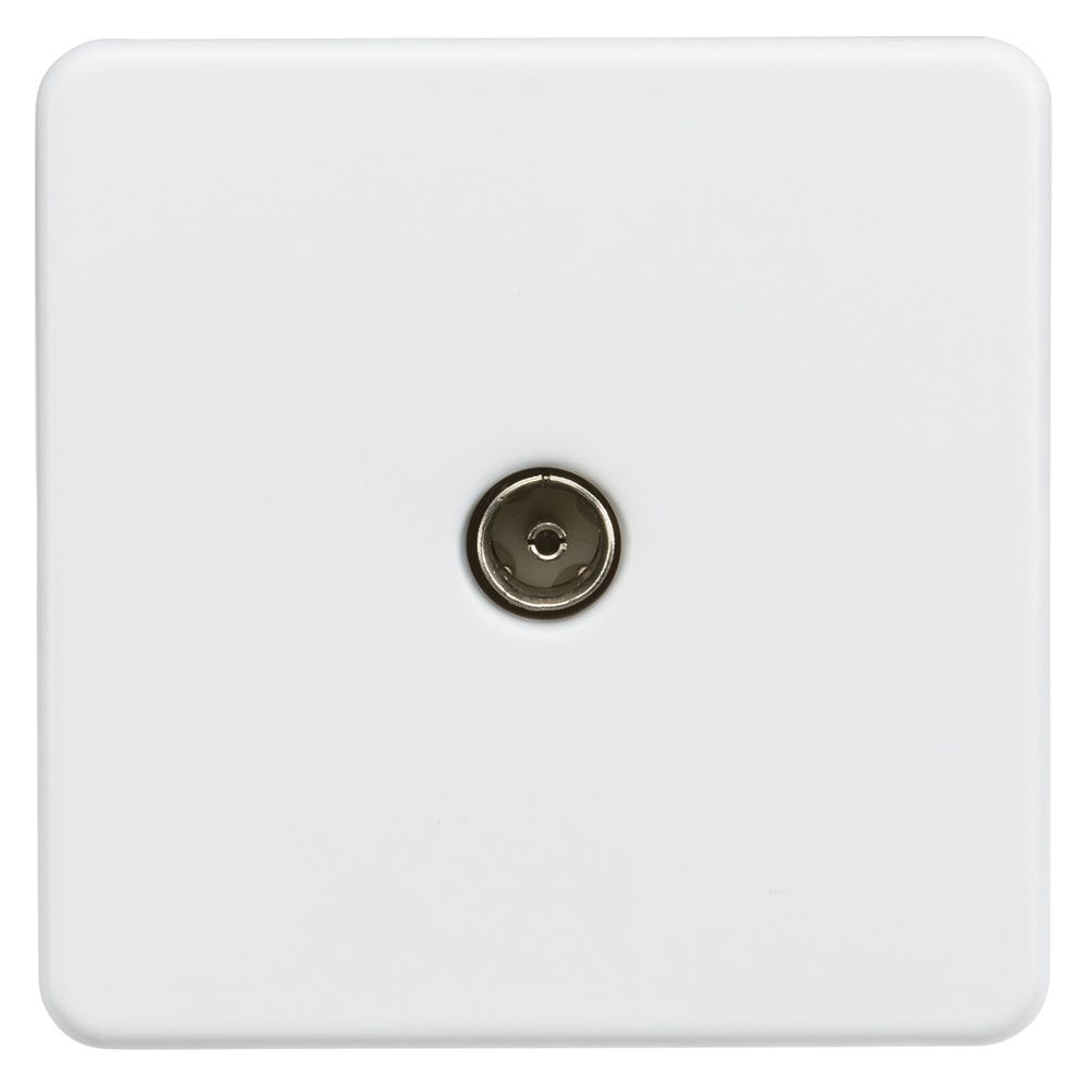 Knightsbridge Screwless 1 Gang Coaxial TV Socket Matt White SF0100MW