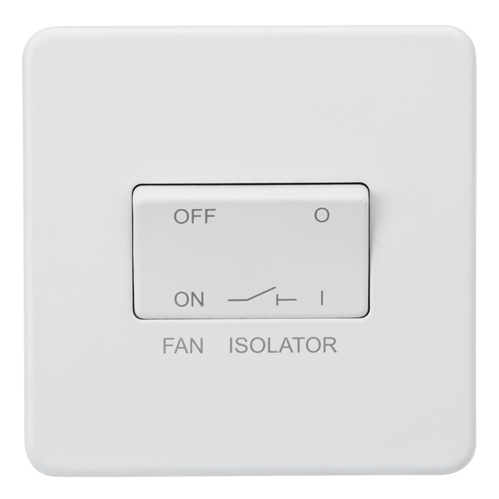 Knightsbridge Screwless 10AX 3 Pole Fan Isolator Switch Matt White SF1100MW