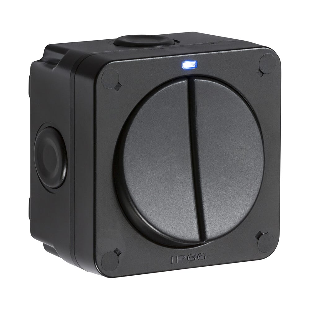 Knightsbridge 20AX 2 Gang 2 Way IP66 External Switch with Neon OP3