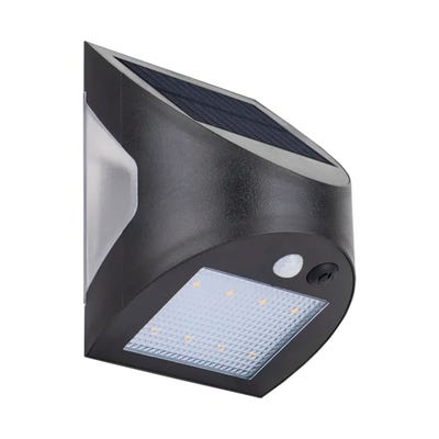 Luceco Prysm 3W IP54 Solar PIR Wall Light Black LEXSW30B40-01
