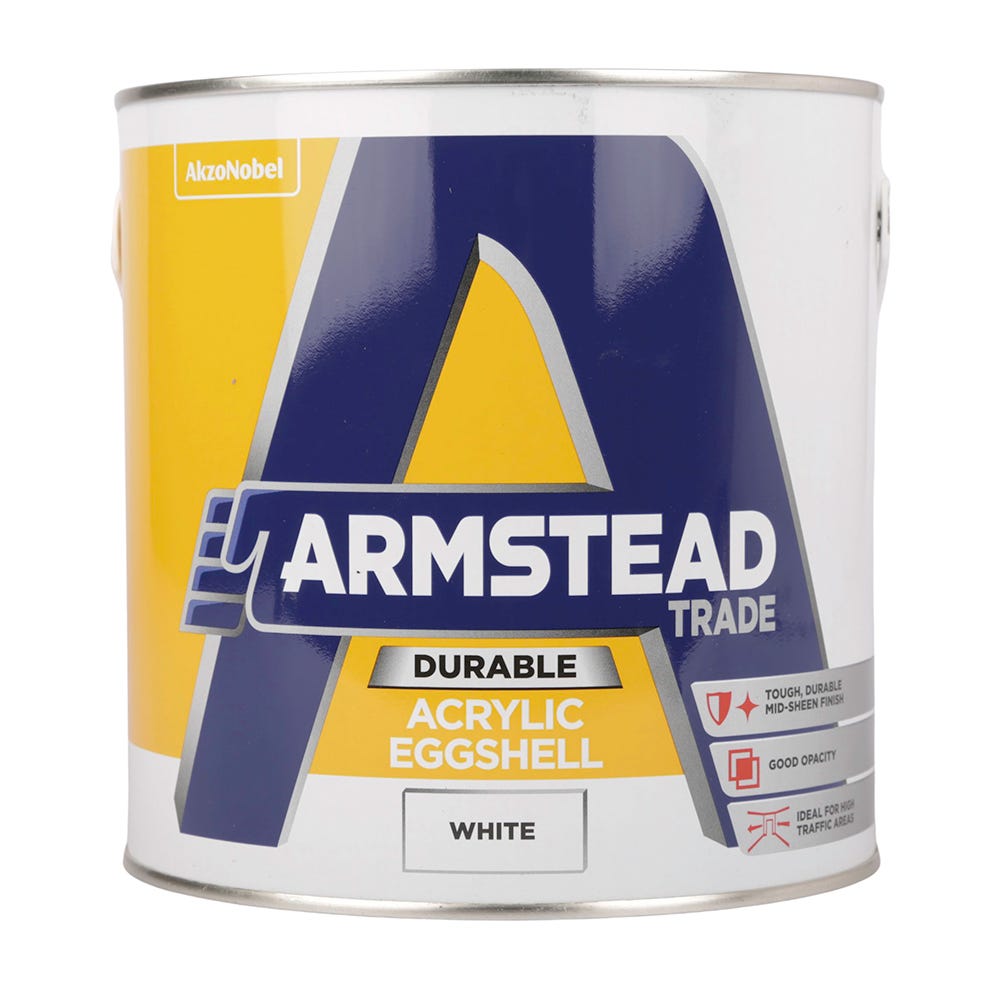 Armstead Trade Durable Acrylic Eggshell Paint White 2.5L