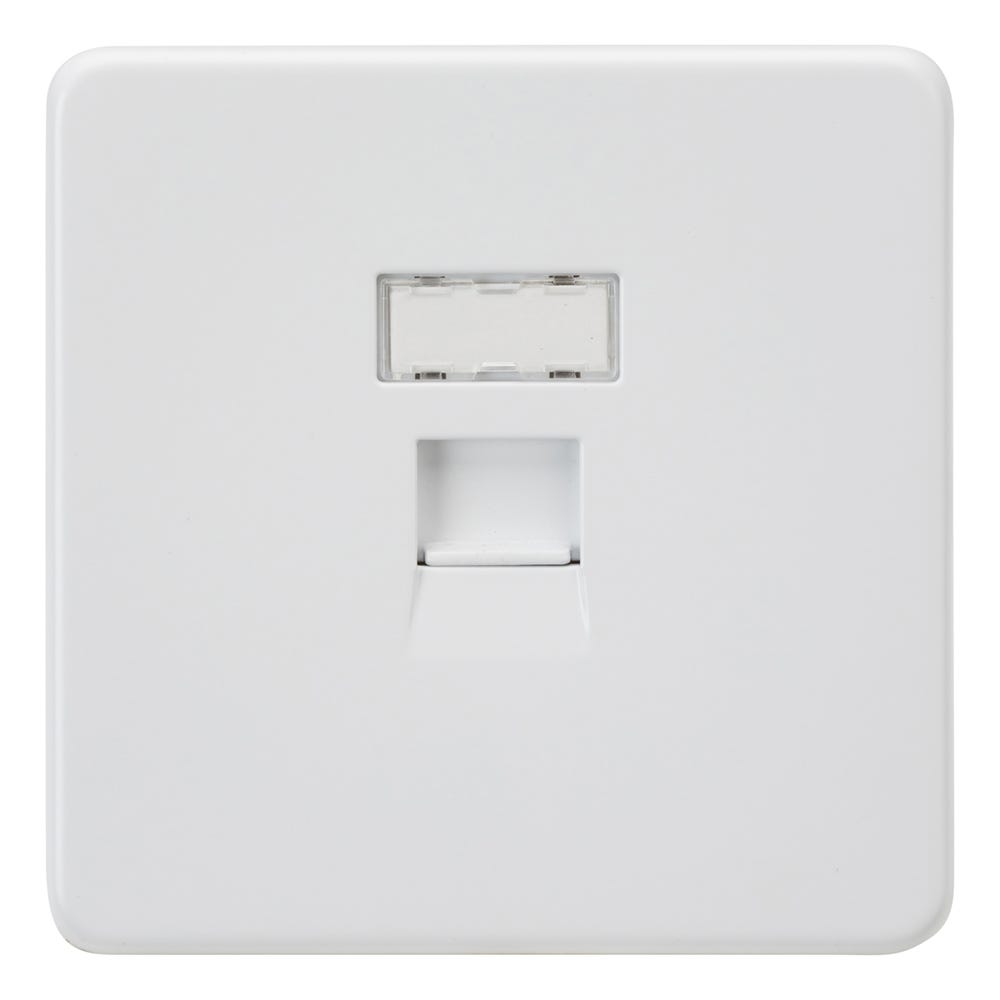 Knightsbridge Screwless 1 Gang RJ45 Data Outlet Matt White SFC6MW