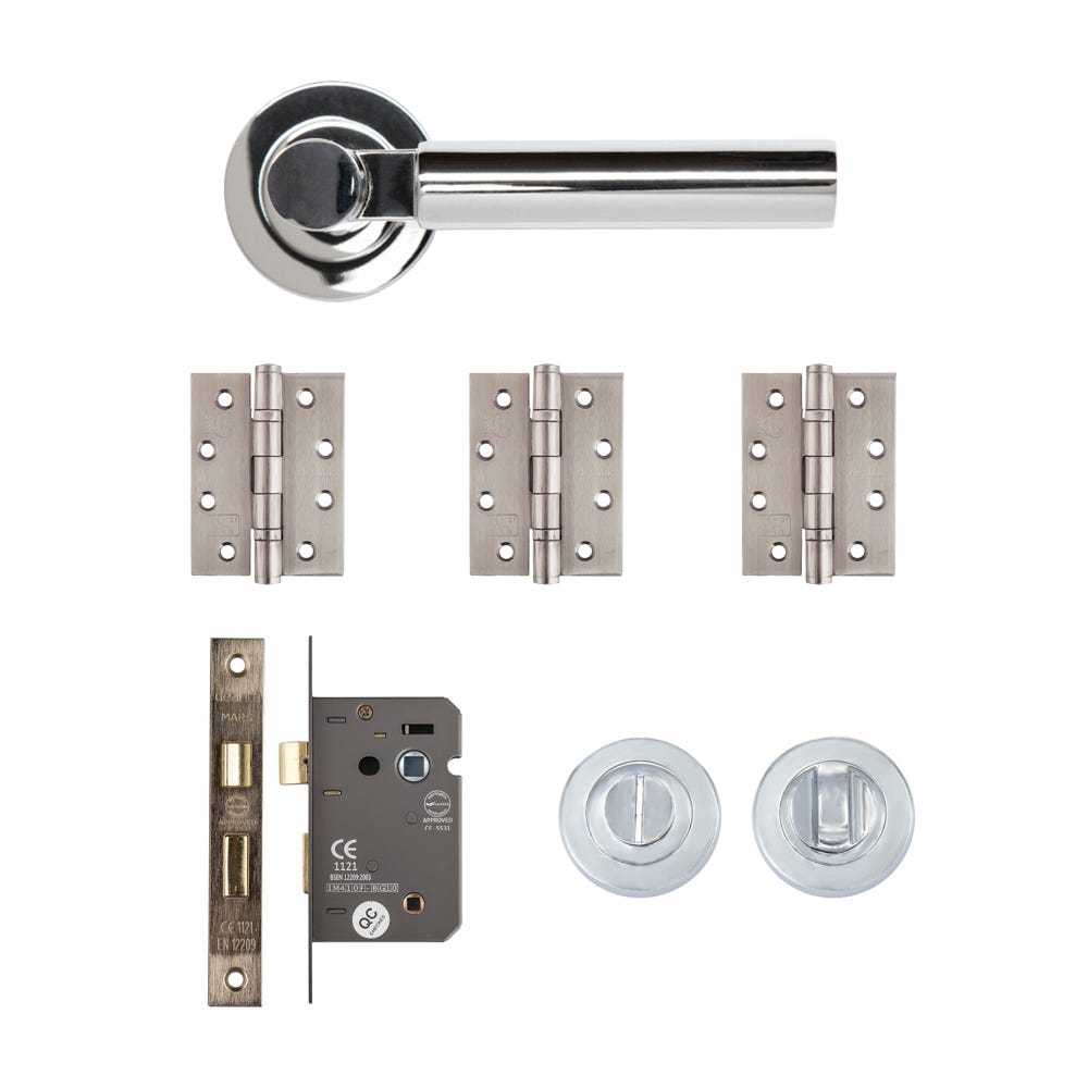 Deanta Arcadia Bathroom Door Handle Kit Certifire Polished Chrome