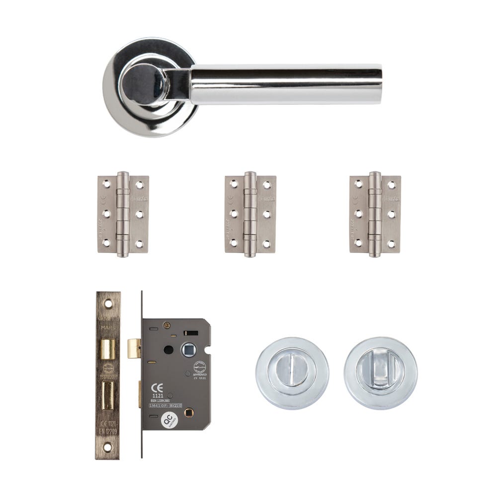 Deanta Arcadia Bathroom Door Handle Kit Polished Chrome